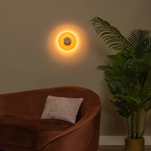 Lucide SANTIAGO - Lámpara de pared - Ø 23 cm - LED Regul. - CCT - 1x10W 2700K/4000K - Ámbar | Premium - ambiente 1